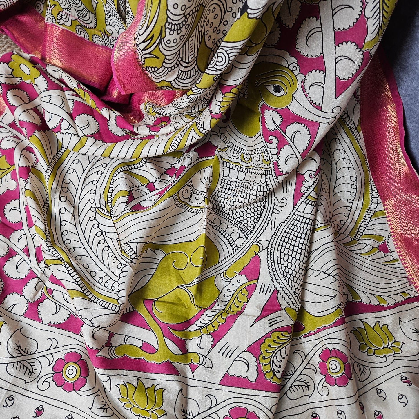 Persian Green Kalamkari Silk Saree