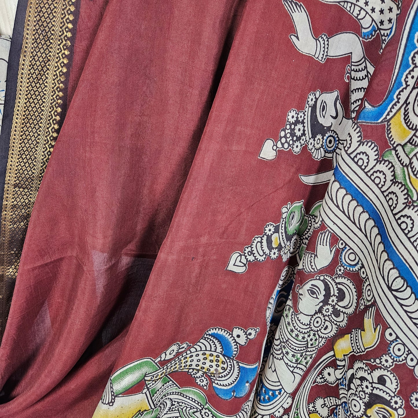 Noir Brown Kalamkari Silk Saree