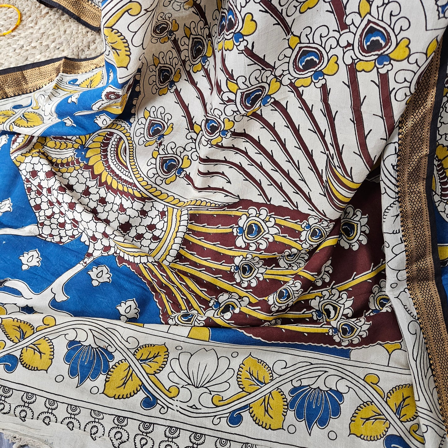 Noir Brown Kalamkari Silk Saree
