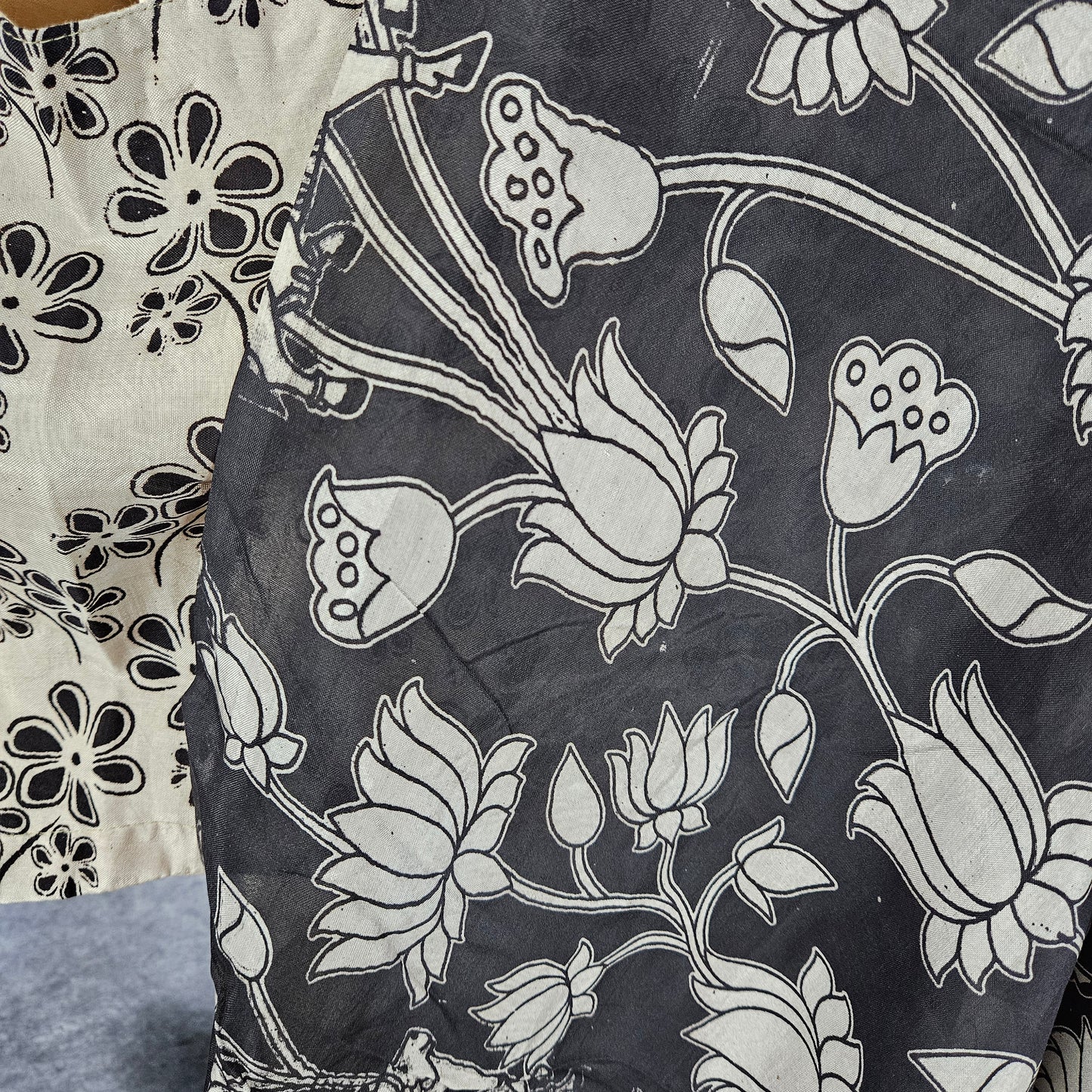 Onyx Black Kalamkari Silk Saree