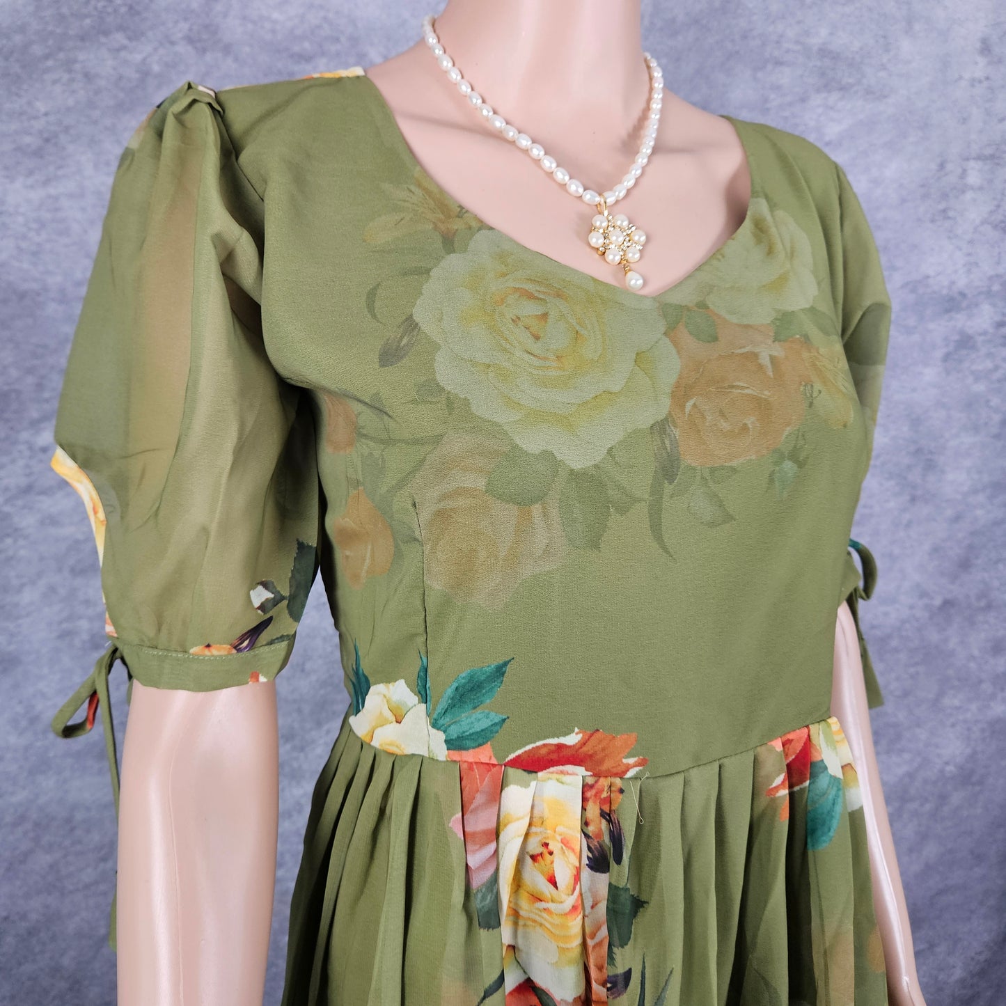 Olive Green Georgette Frock