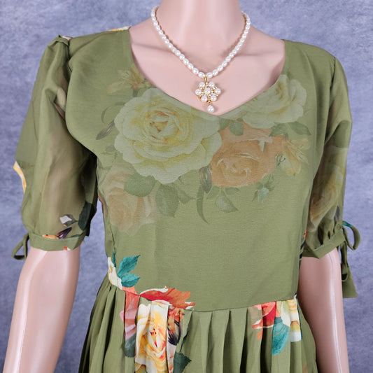 Olive Green Georgette Frock