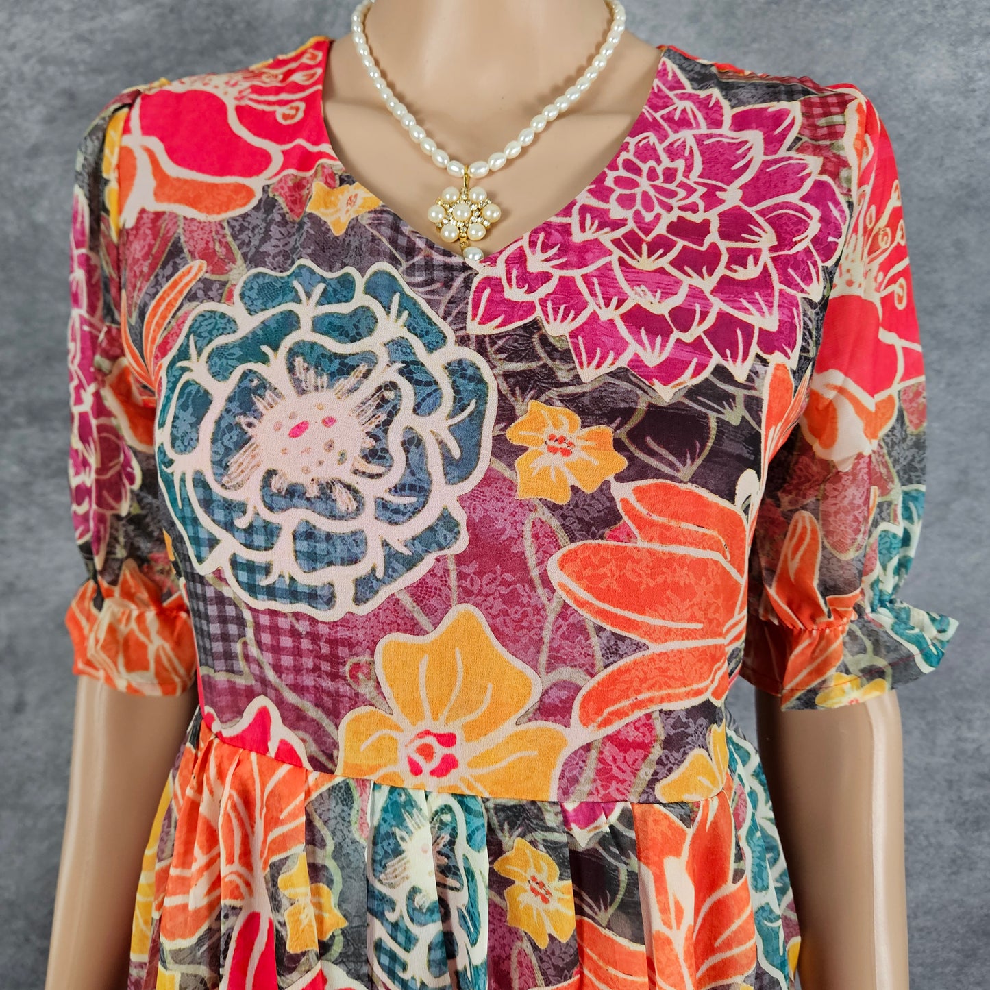 Butterfly Pink/Orange Georgette Frock
