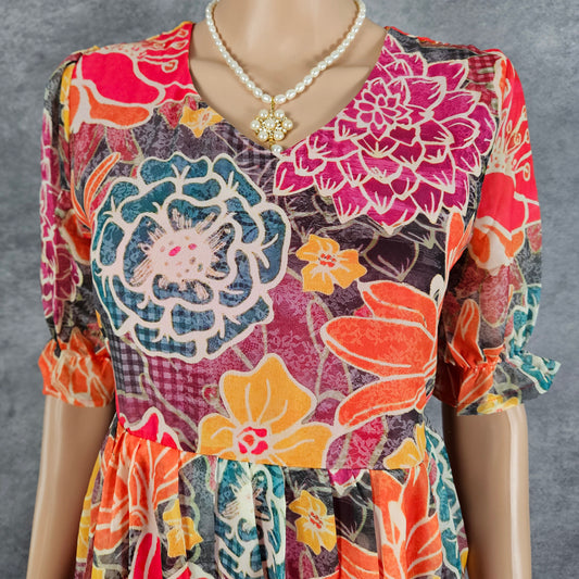 Butterfly Pink/Orange Georgette Frock