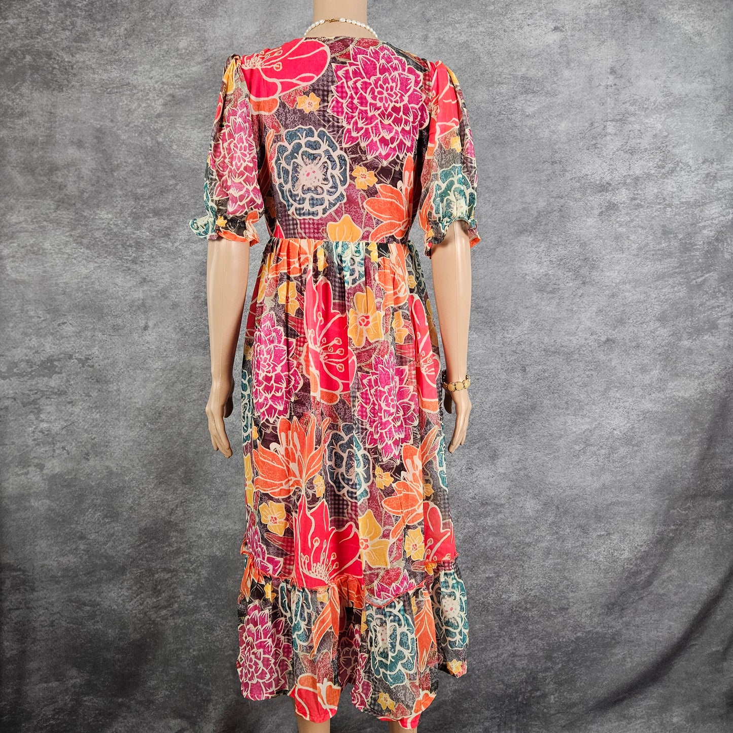 Butterfly Pink/Orange Georgette Frock