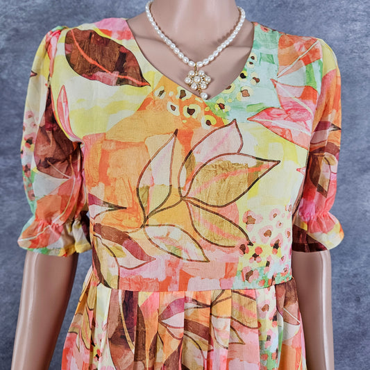 Umbre Brown/Yellow Georgette Frock