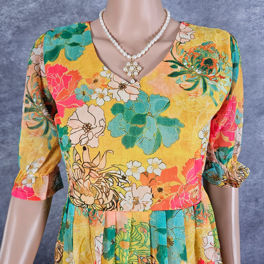 Wildvine Green/Yellow Georgette Frock