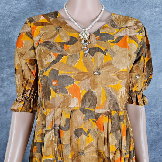Brown Orange Vertican Frock