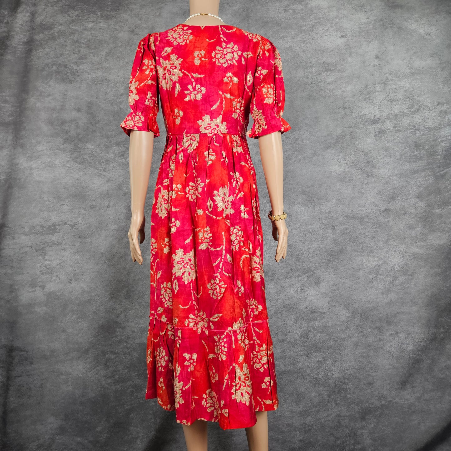 Dark Pink And Orange Vertican Frock