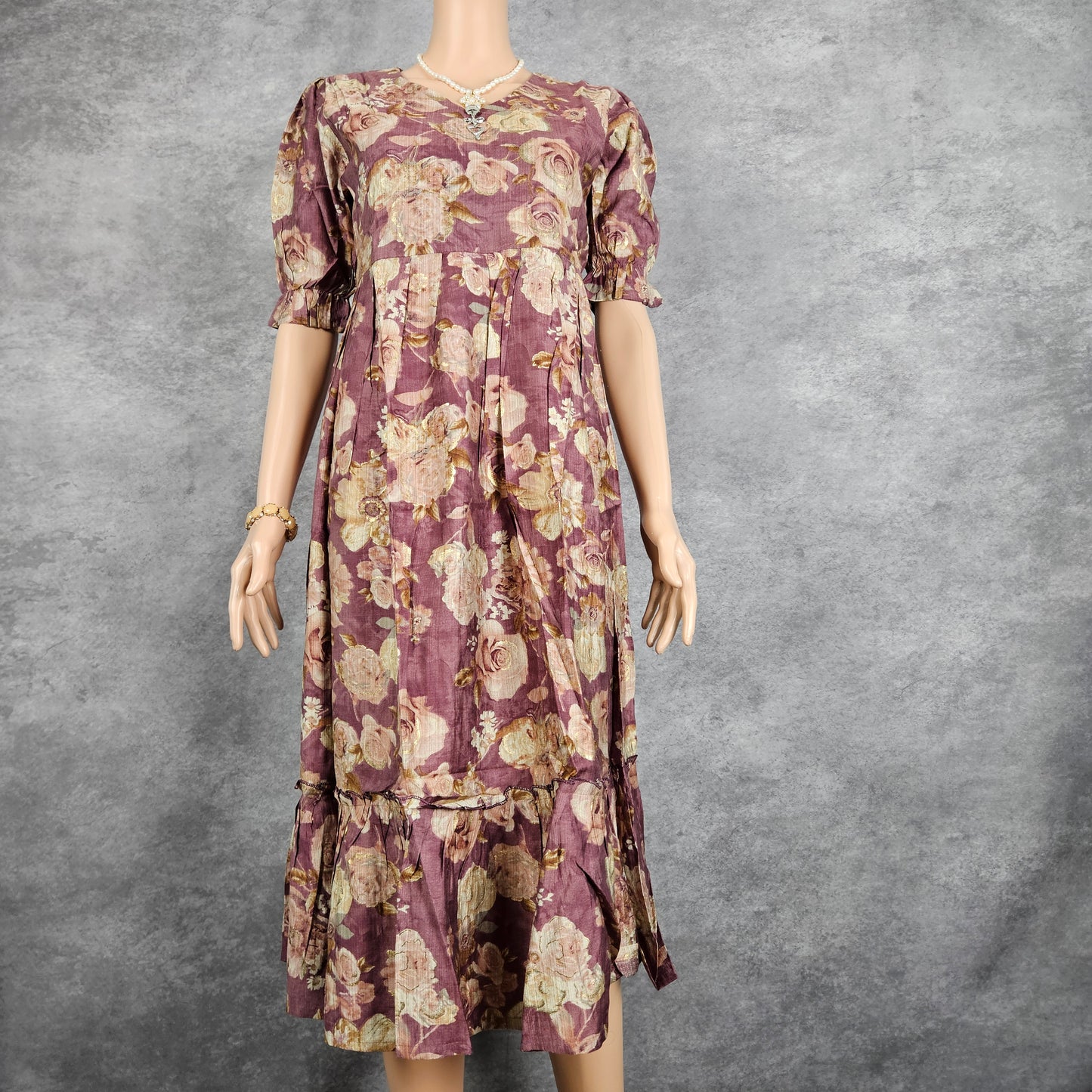 Opera Mauve Pink Floral Vertican Frock
