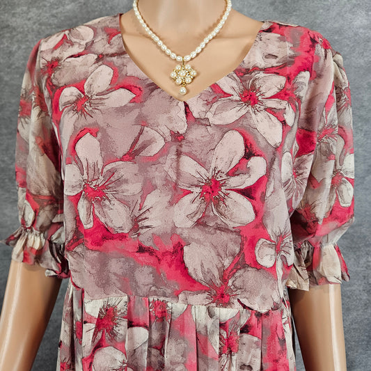 Pink Floral Georgette Frock