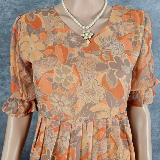Pale Orange Brown Georgette Frock