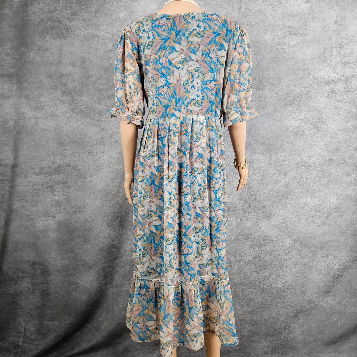 Sea Blue Floral Georgette Frock