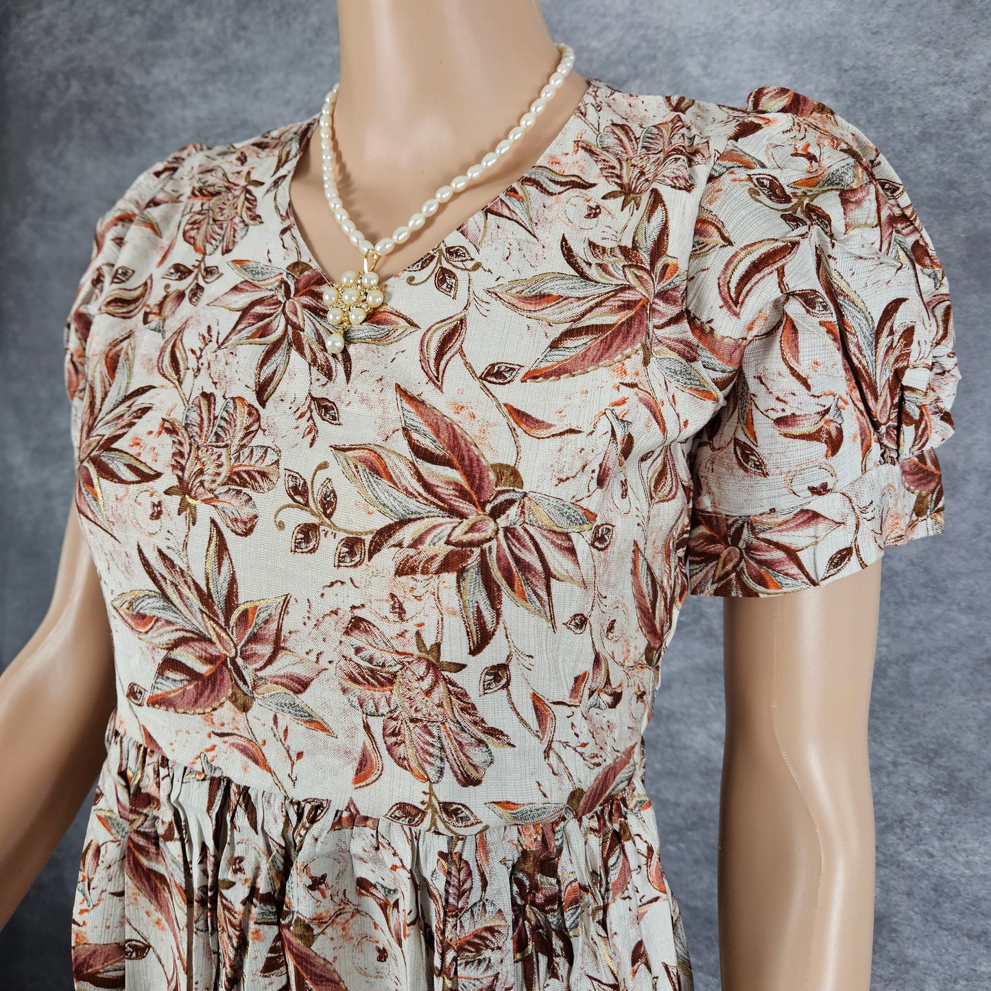 Cream and Brown Vertican Frock