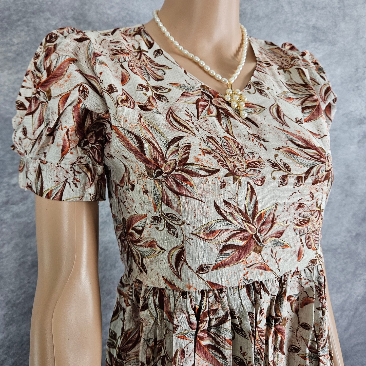 Cream and Brown Vertican Frock