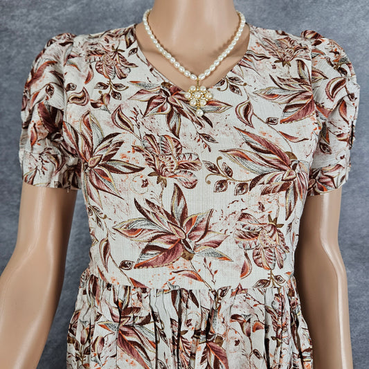 Cream and Brown Vertican Frock