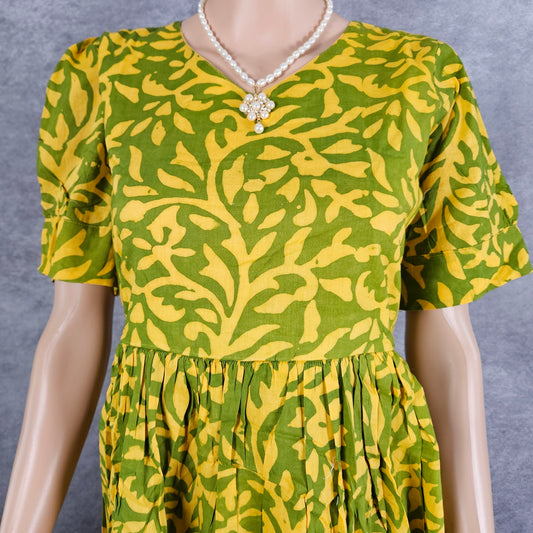 Yellow Green Cotton Frock