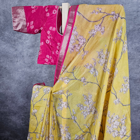 Rosso Corsa Red/Yellow Mangalagiri Saree
