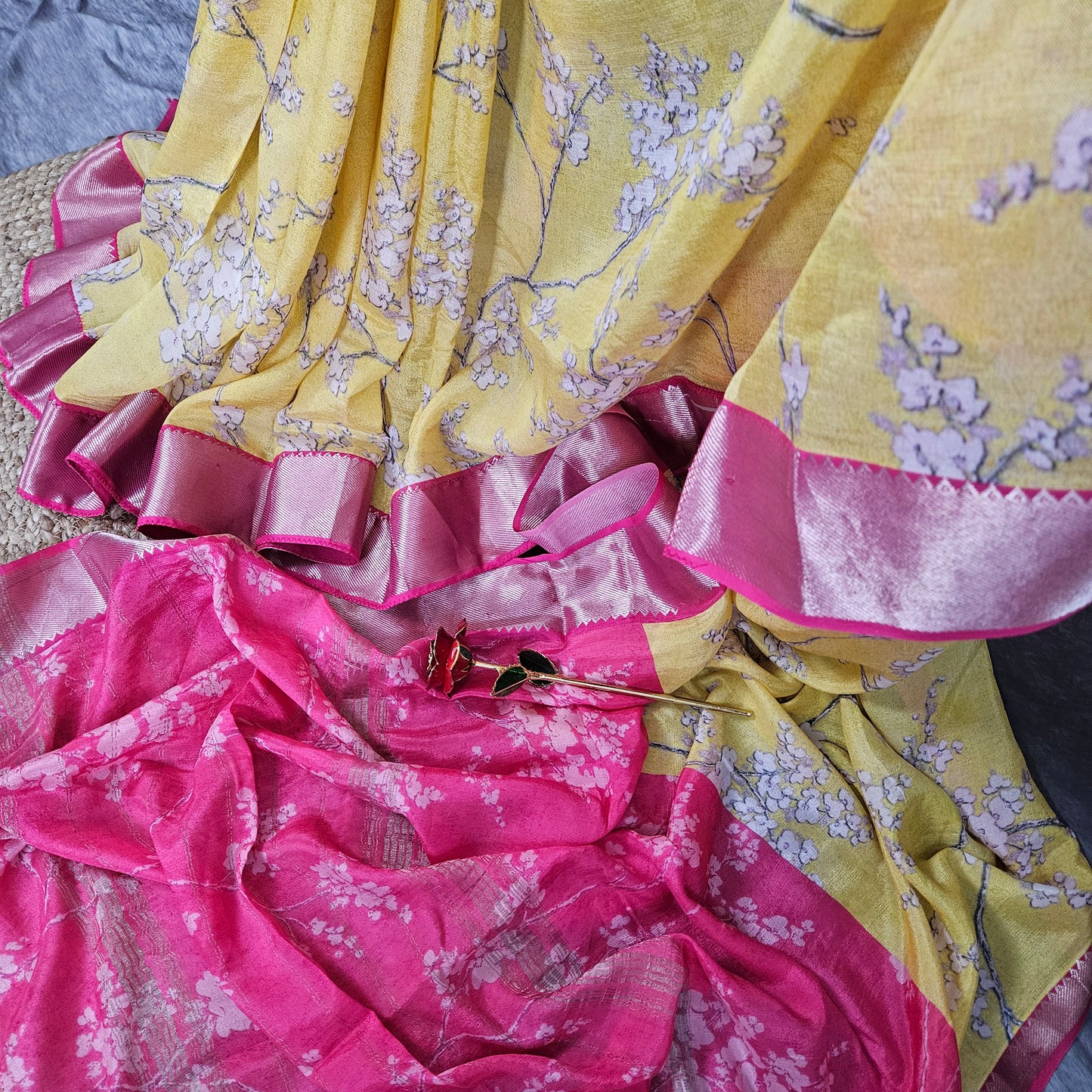 Rosso Corsa Red/Yellow Mangalagiri Saree