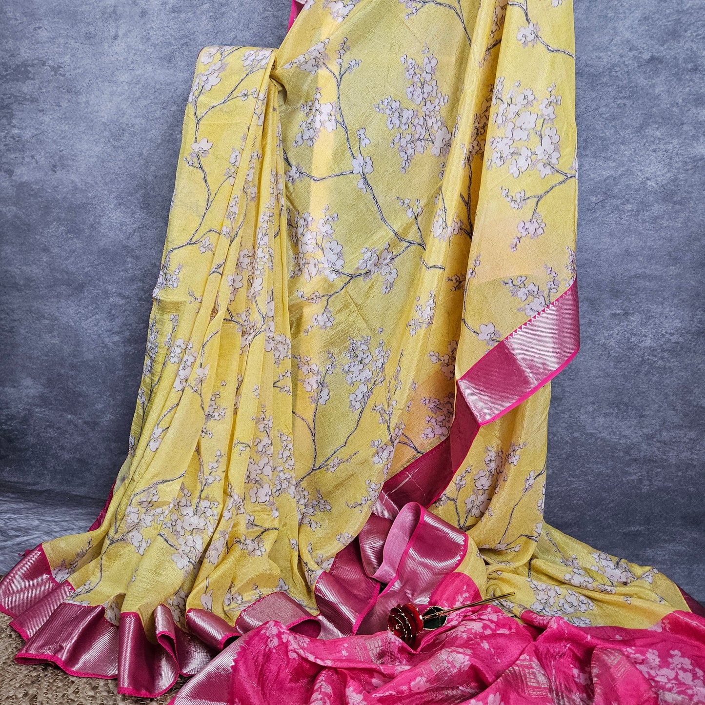 Rosso Corsa Red/Yellow Mangalagiri Saree