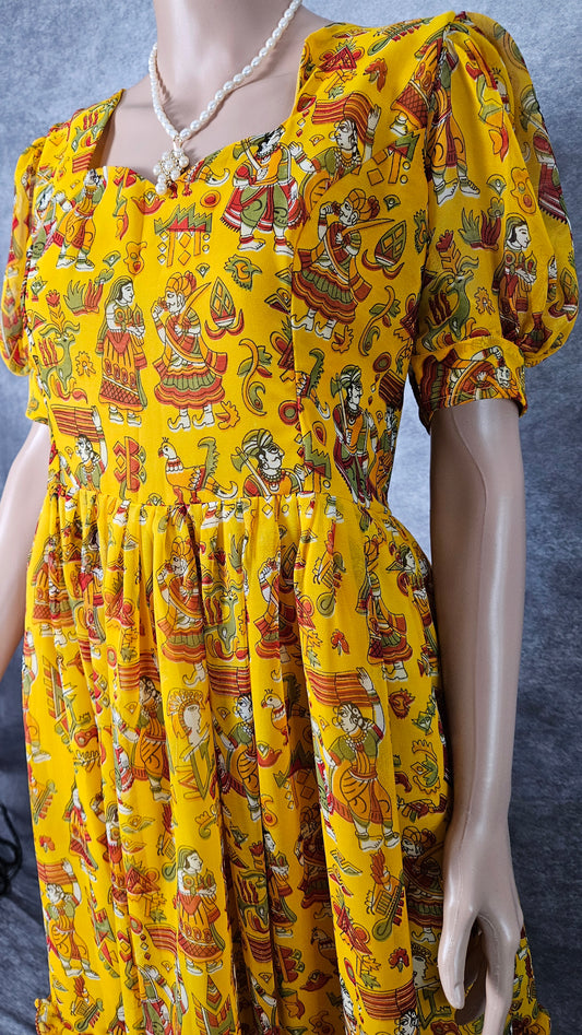 Vivid Yellow Georgette Frock