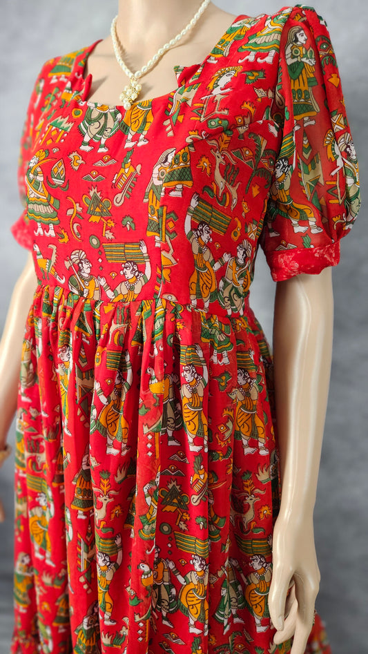 Garnet Red Georgette Frock