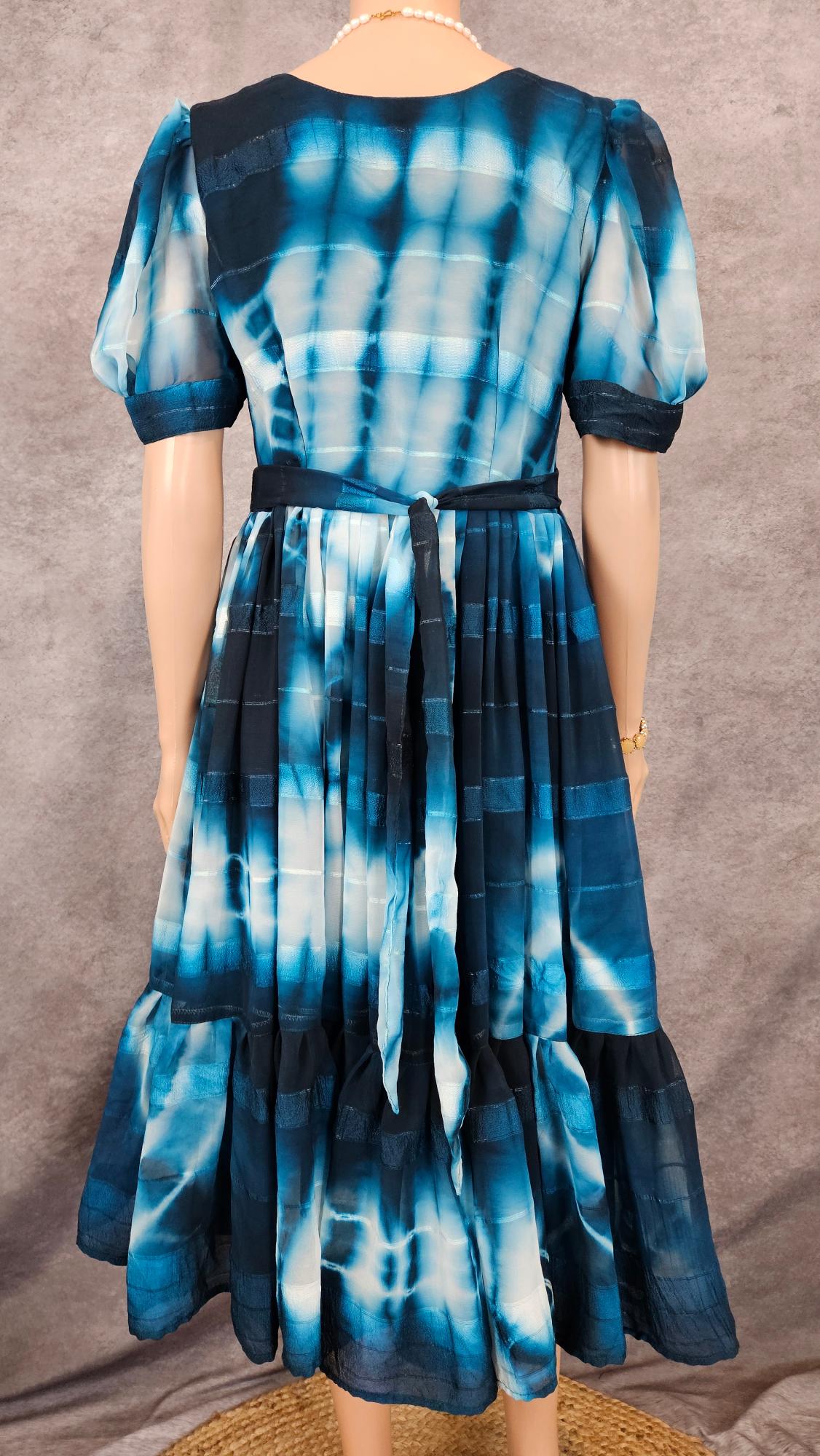 Crystal Teal Shibori Georgette Frock