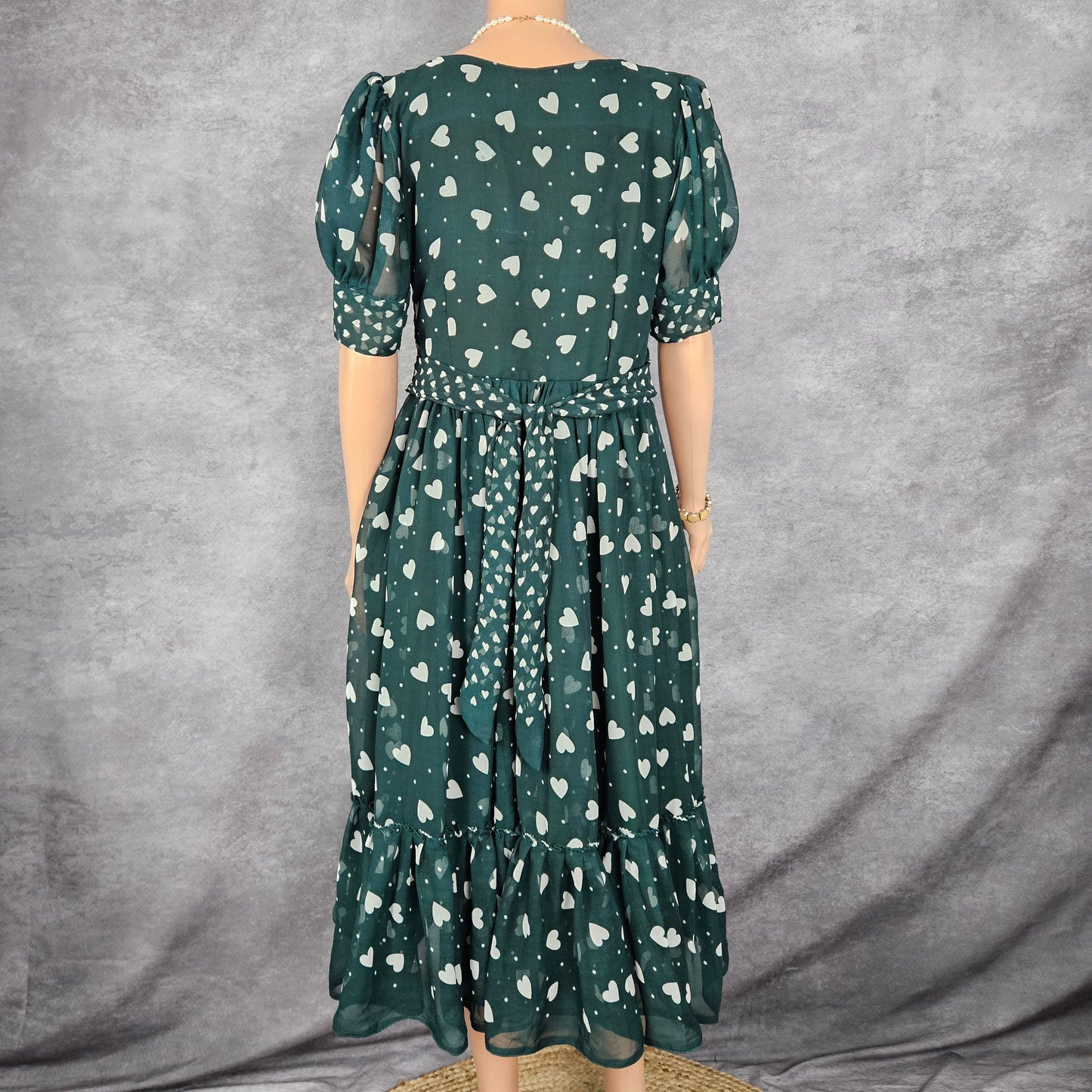 Hearted Green Georgette Frock