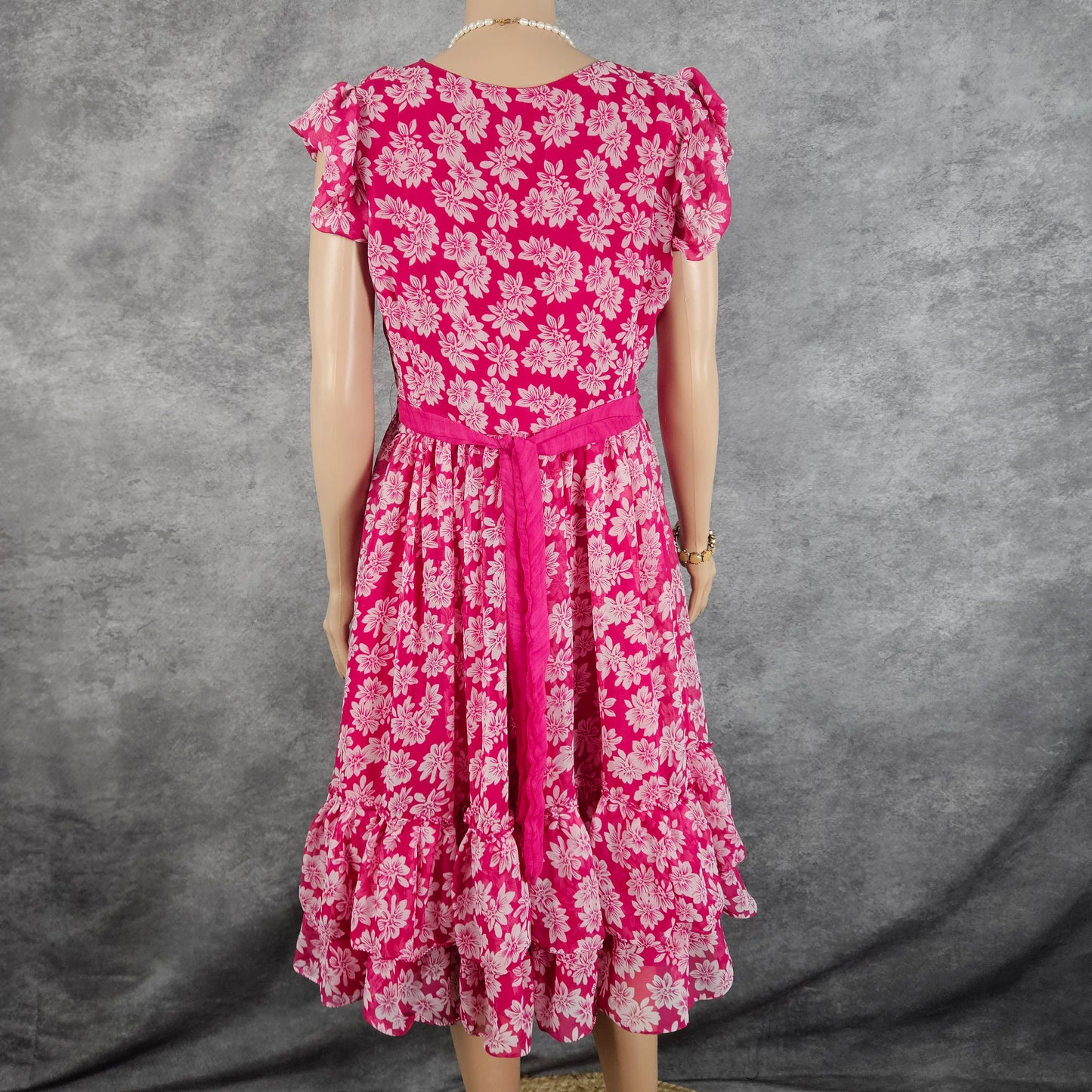 Leafy Red Georgette Frock