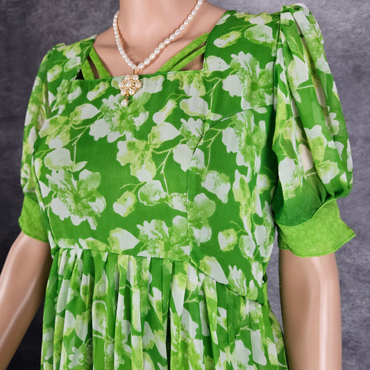 Clouded Green Georgette Frock