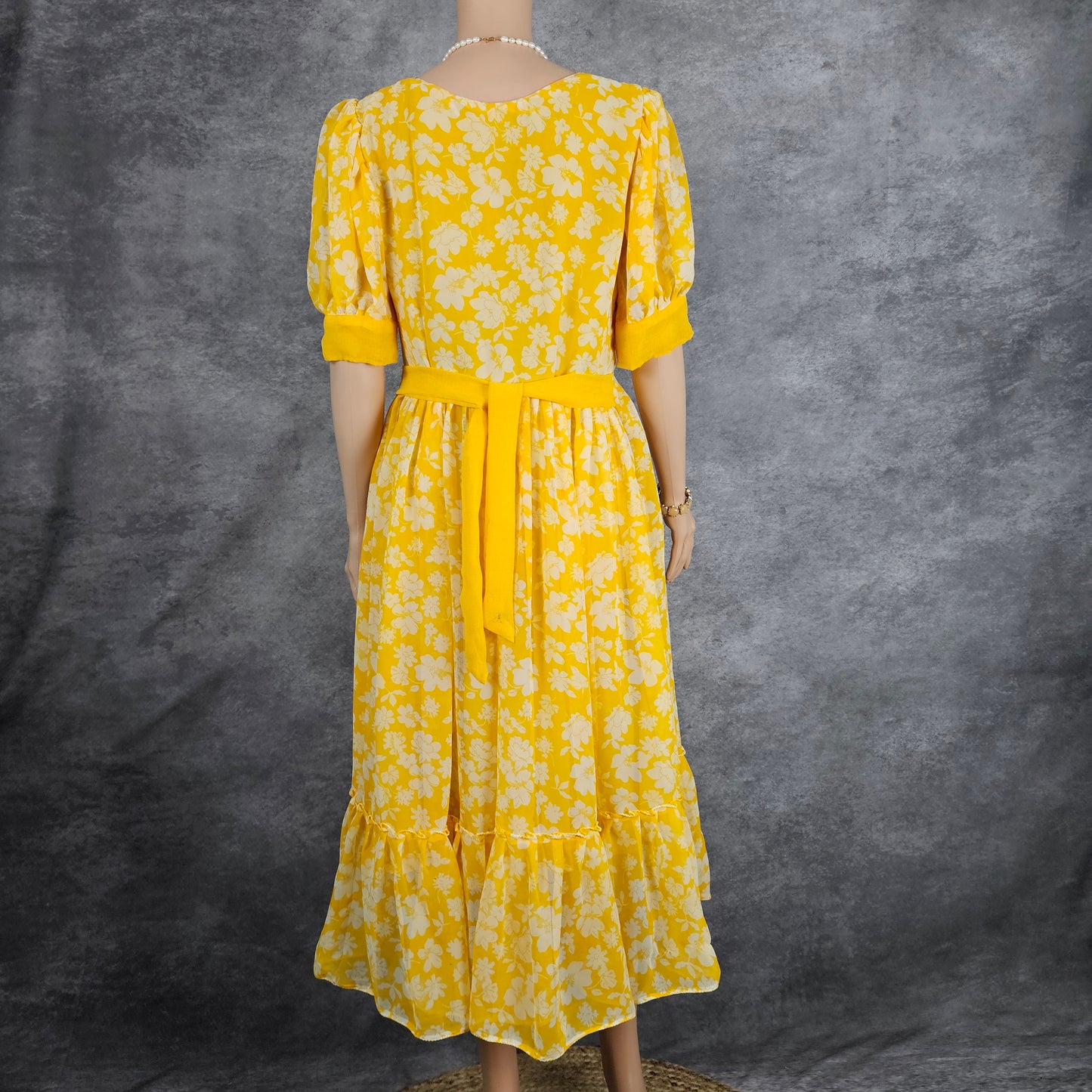 Flowered Yellow Georgette Frock
