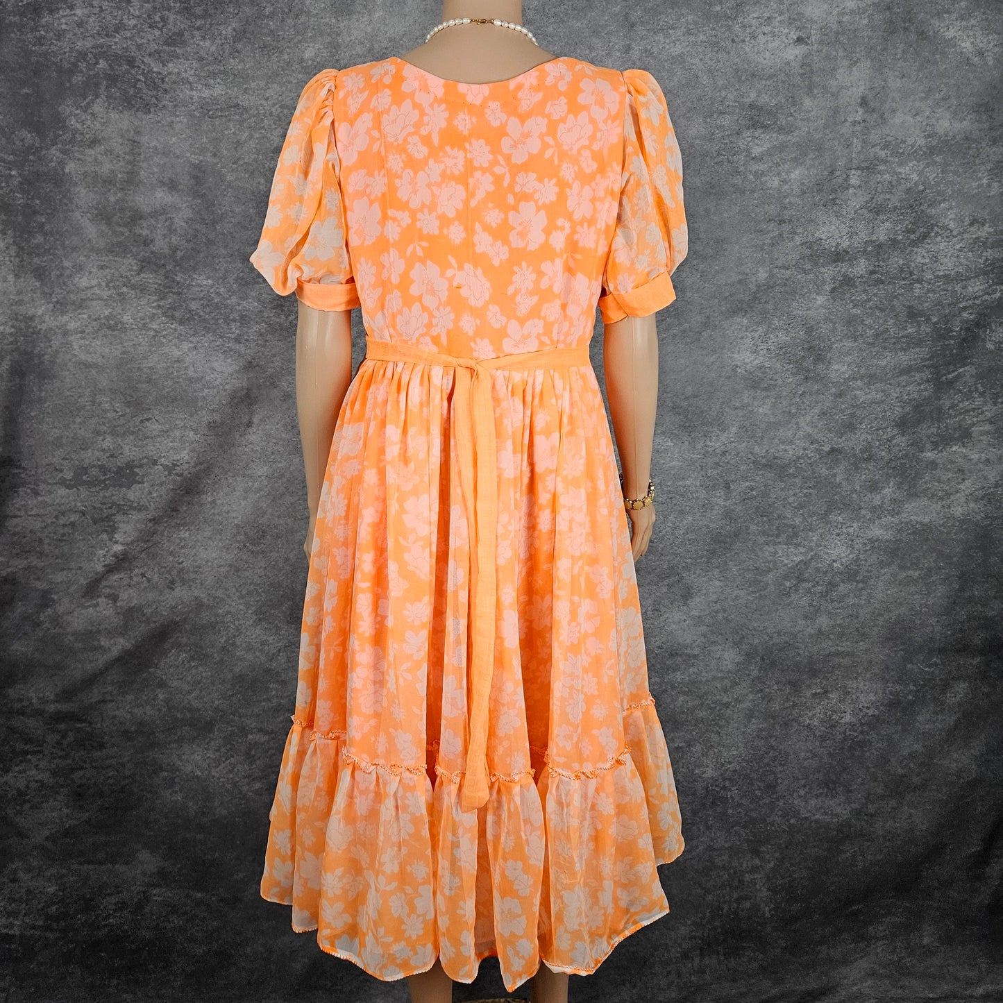 Flowered Orange Georgette Frock