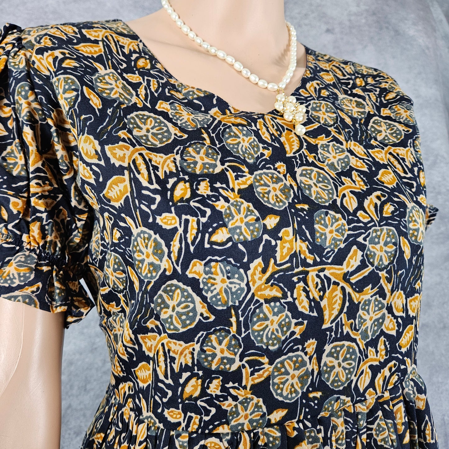 Star Command Blue- Beige Ajrakh Frock