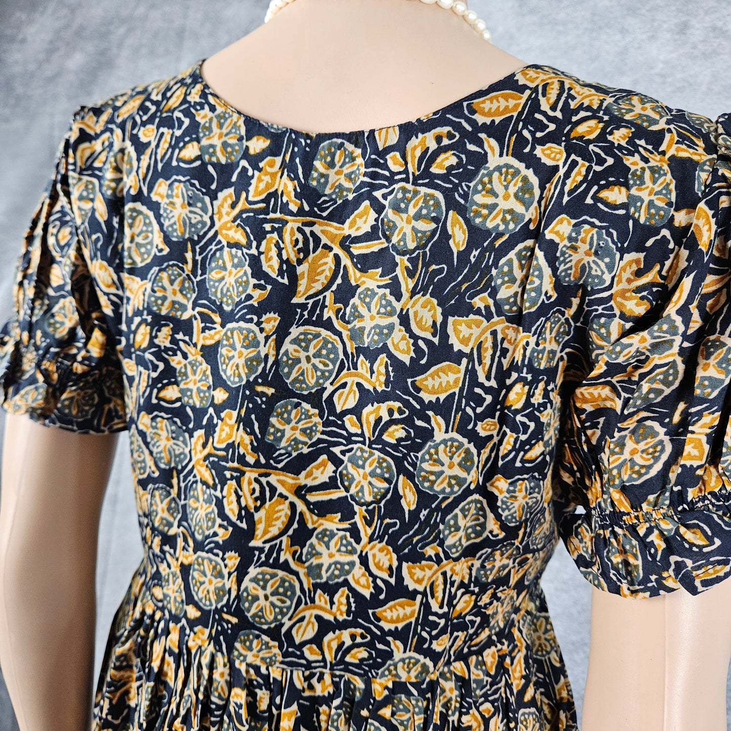 Star Command Blue- Beige Ajrakh Frock