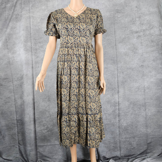 Trypan Blue - Beige Ajrakh Frock