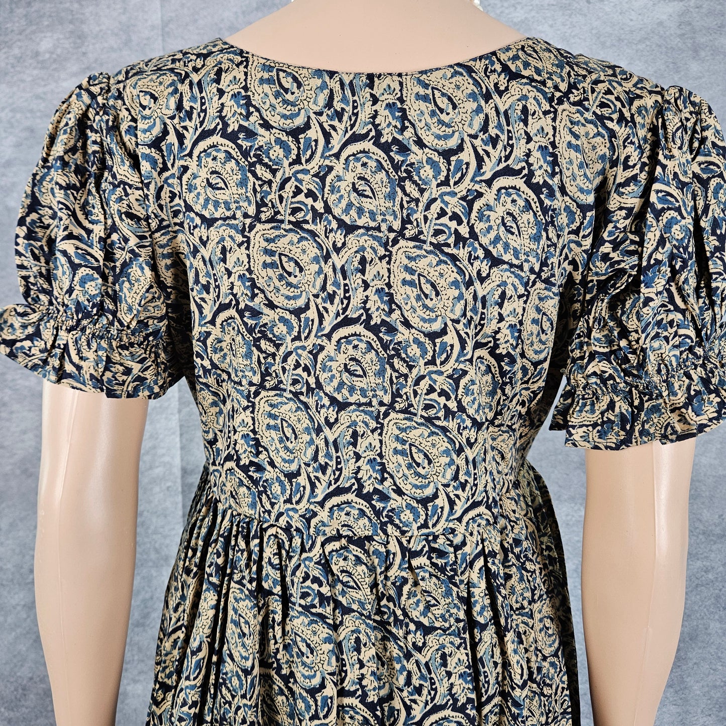 Trypan Blue - Beige Ajrakh Frock
