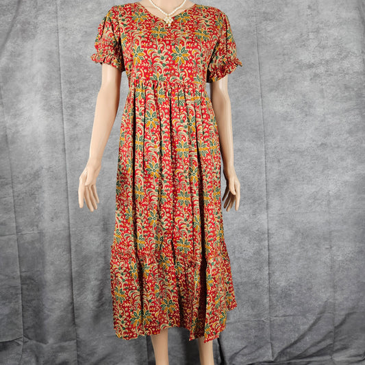 Vermillion Red Ajrakh Frock