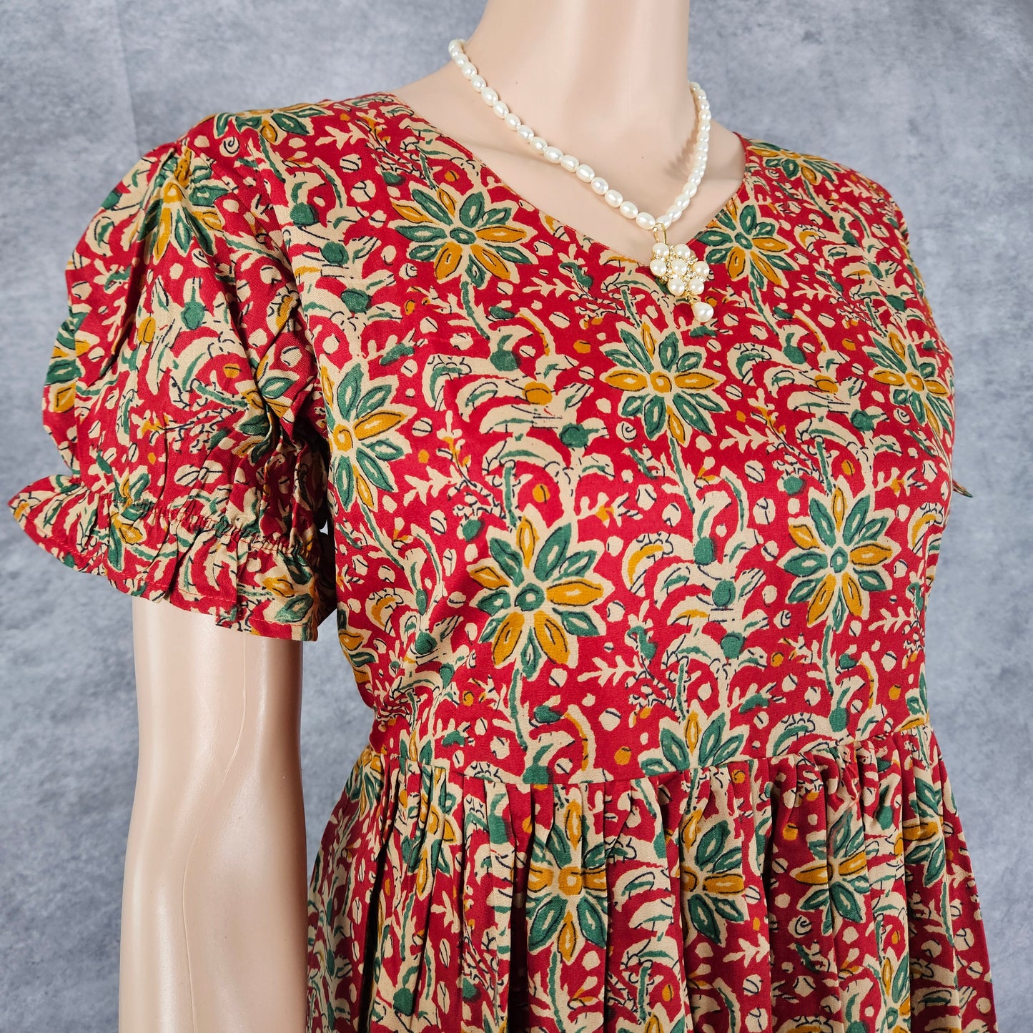 Vermillion Red Ajrakh Frock