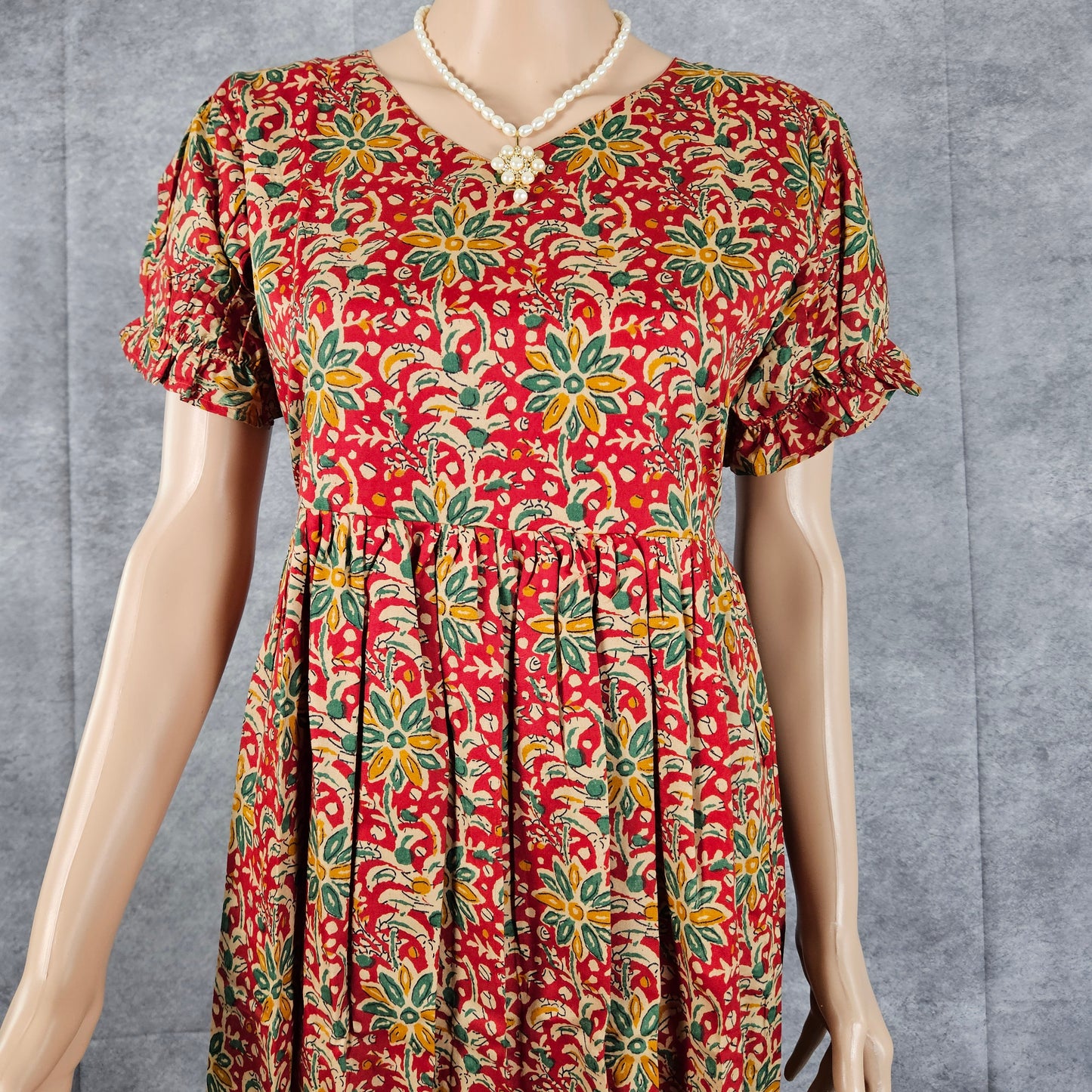 Vermillion Red Ajrakh Frock