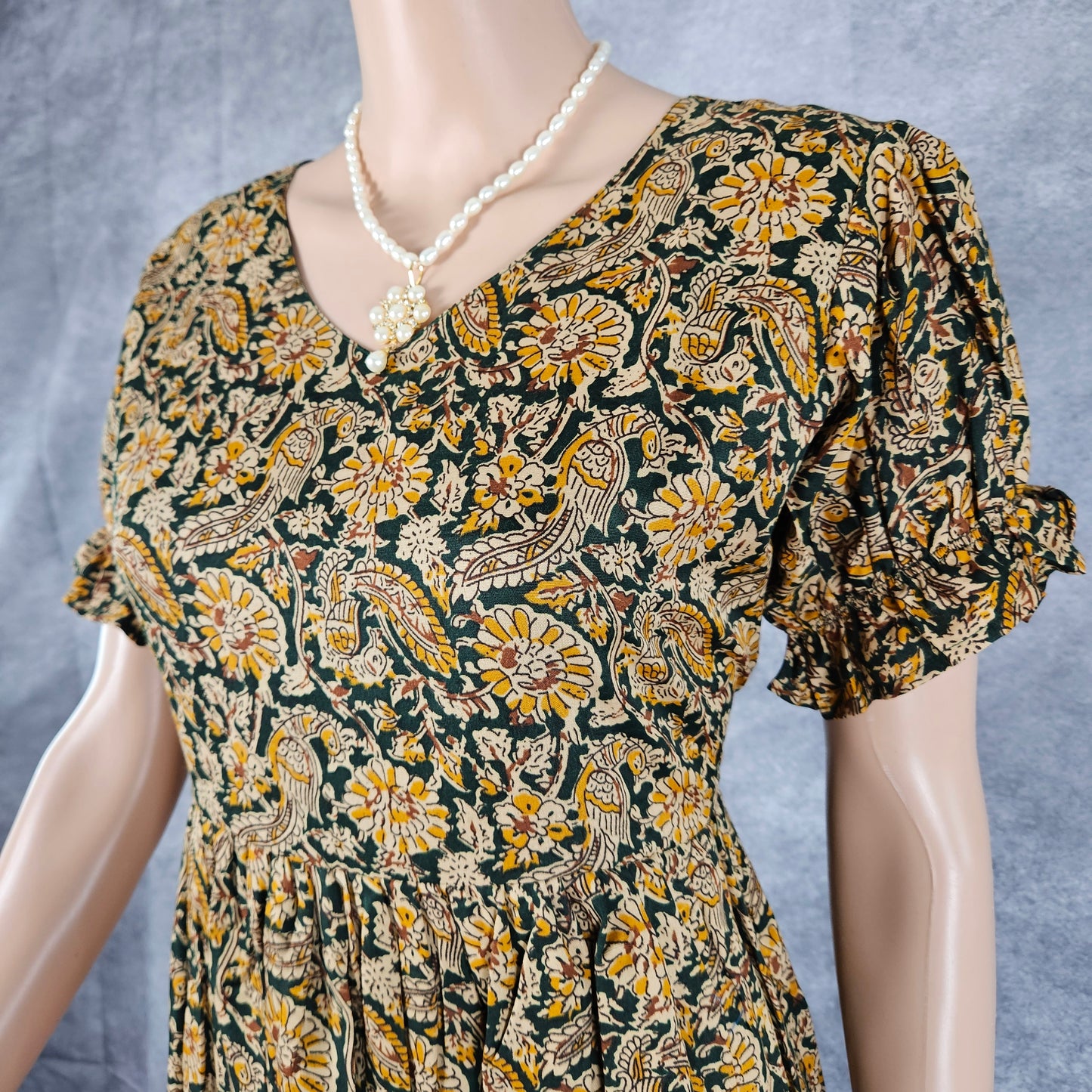 Hunter Green Ajrakh Frock