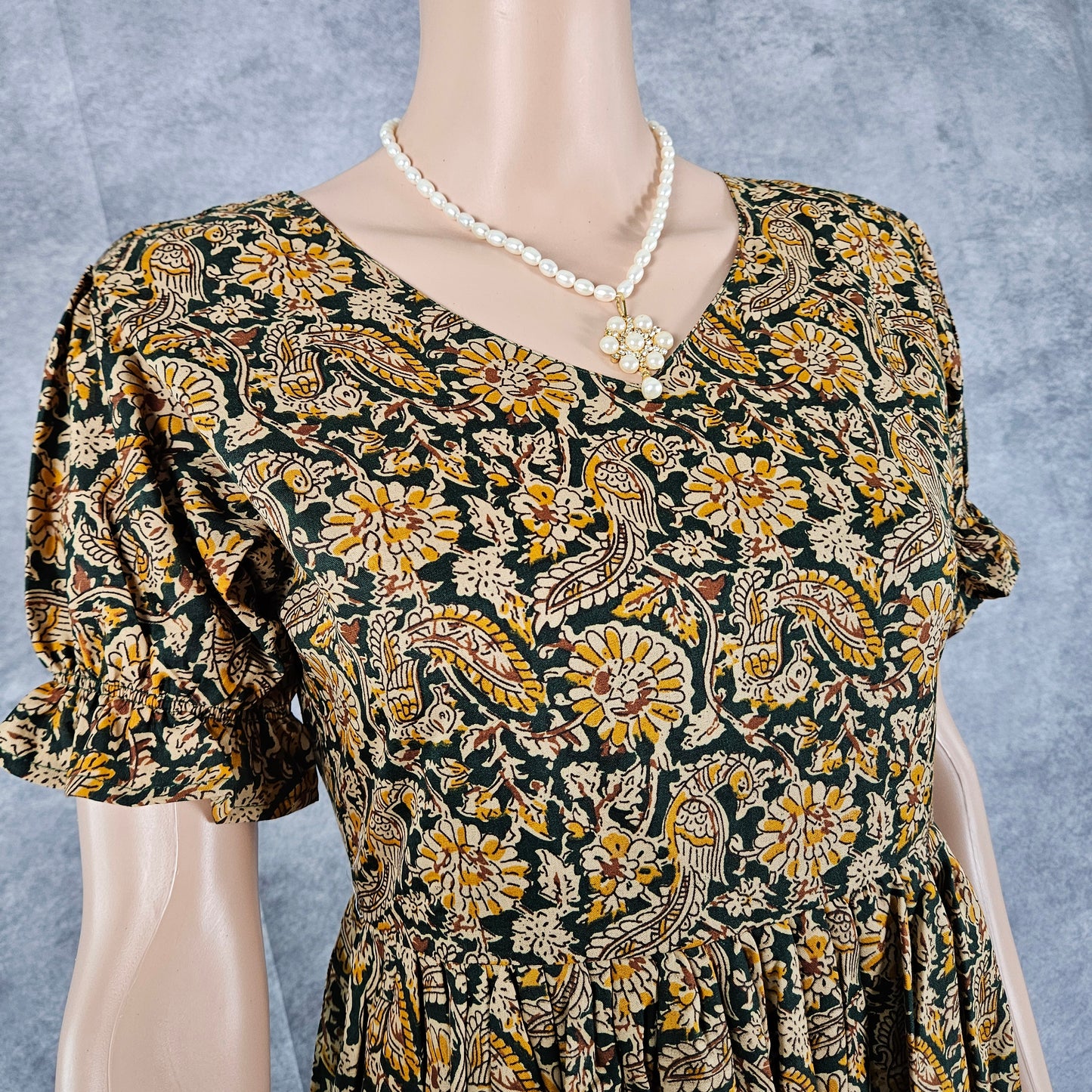 Hunter Green Ajrakh Frock