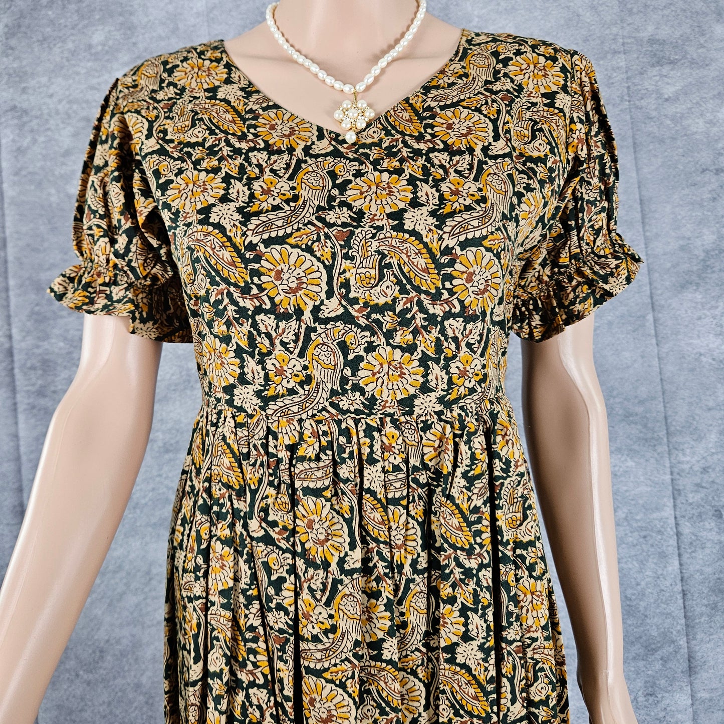 Hunter Green Ajrakh Frock