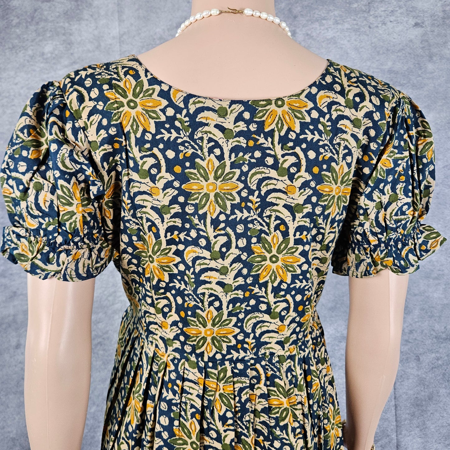 Vivid Blue - Yellow Ajrakh Frock
