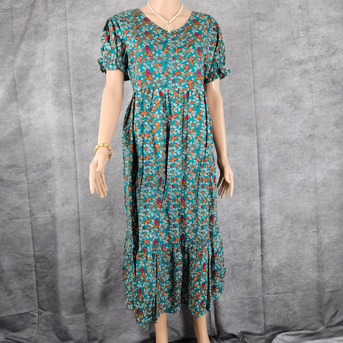 Metallic Blue - Teal Ajrakh Frock