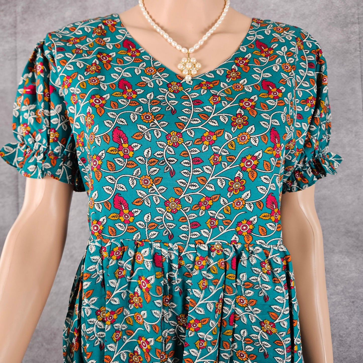 Metallic Blue - Teal Ajrakh Frock
