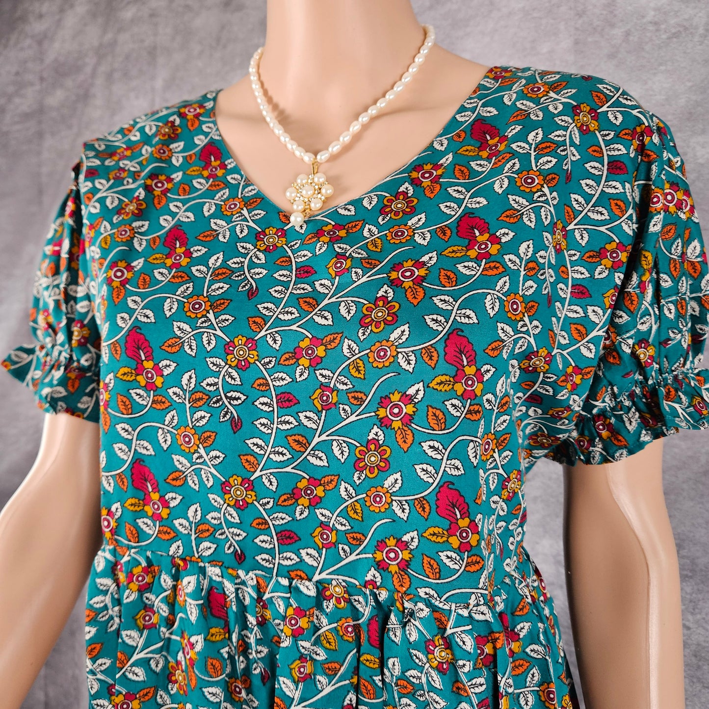 Metallic Blue - Teal Ajrakh Frock