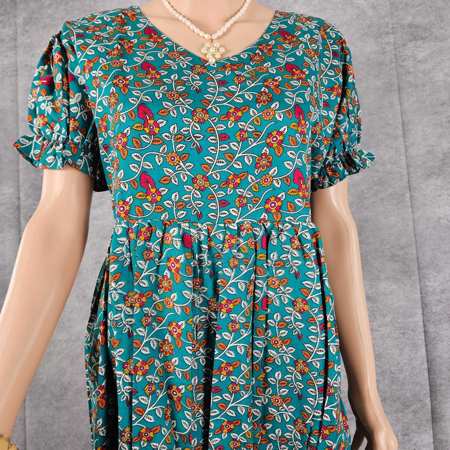 Metallic Blue - Teal Ajrakh Frock