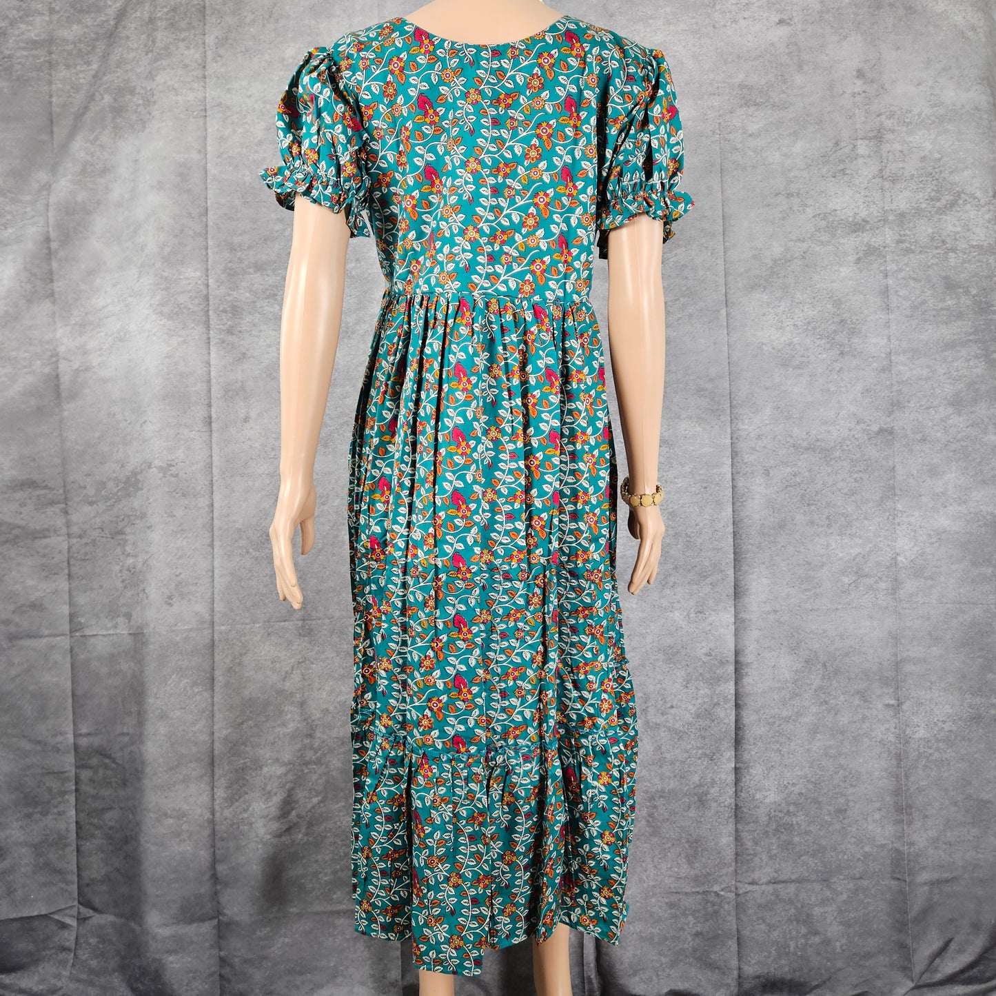 Metallic Blue - Teal Ajrakh Frock