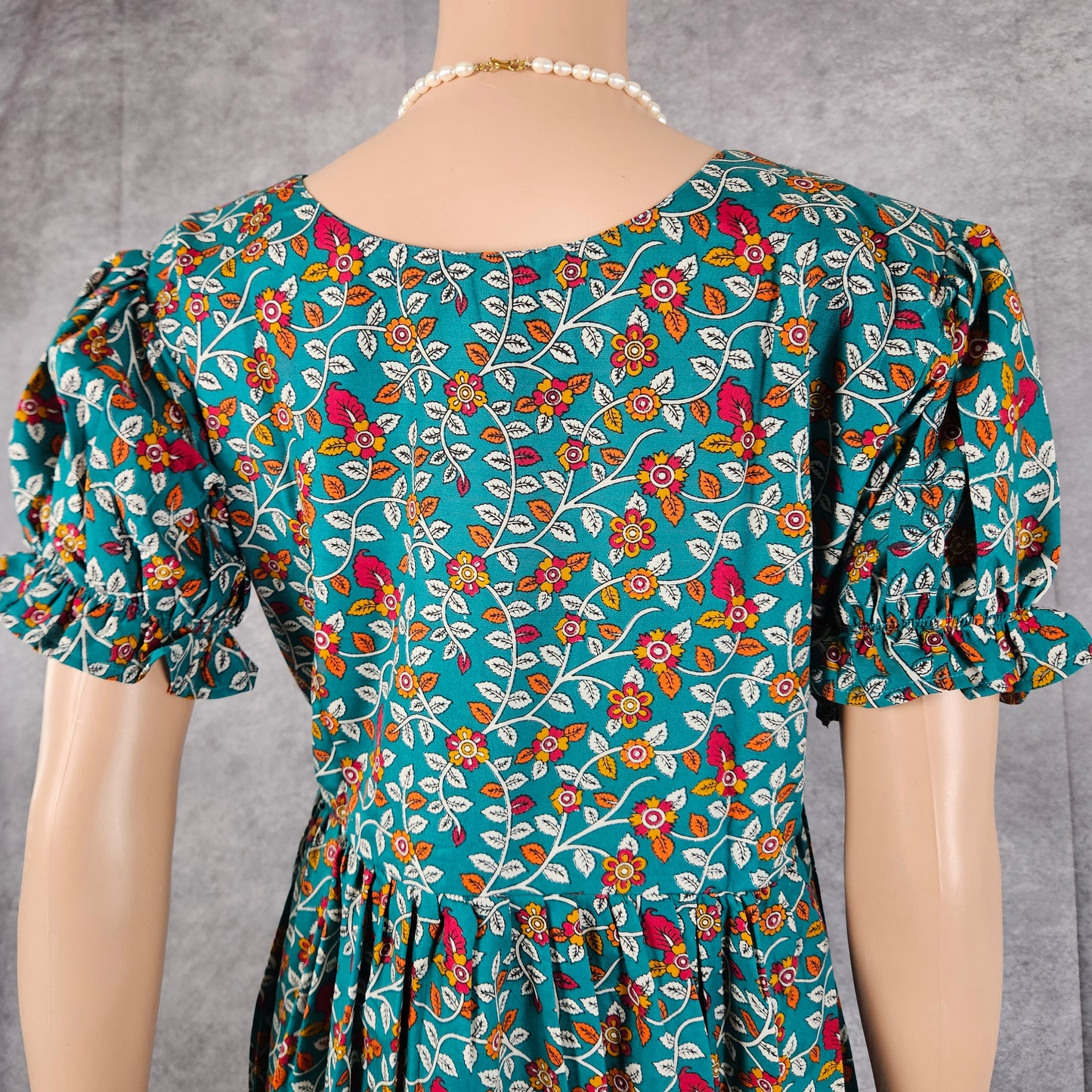 Metallic Blue - Teal Ajrakh Frock