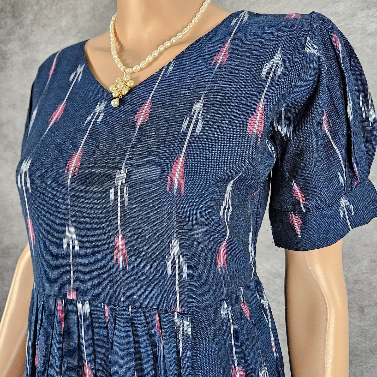 Navy Blue Ikkat Frock